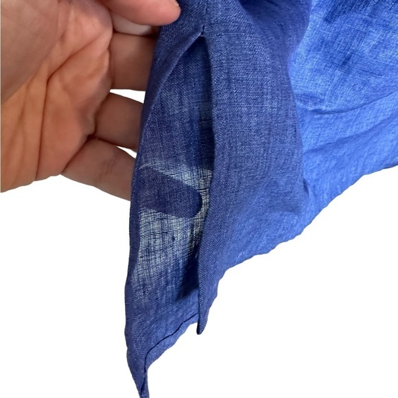 Anne Klein 100% Linen Chambray Sleeveless Mandarin Collar swing Dress Size Small - Picture 9 of 12